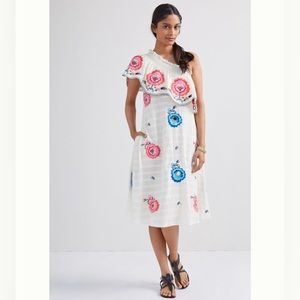 Anthropologie Plenty by Tracy Reese Embroidered One Shoulder Maxi Dress NWOT XS